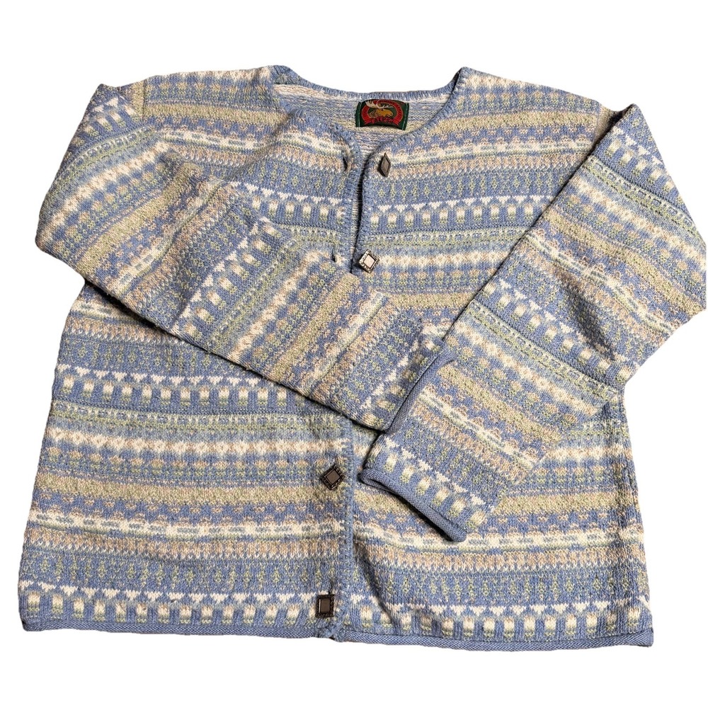 Vintage Alps Fine Womens Apparel Cardigan Sweater Made in USA Multicolor SZ-M - Picture 2 of 16